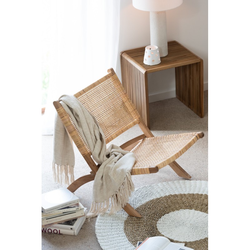 Chaise pliante Teck et Rotin naturel ALINA