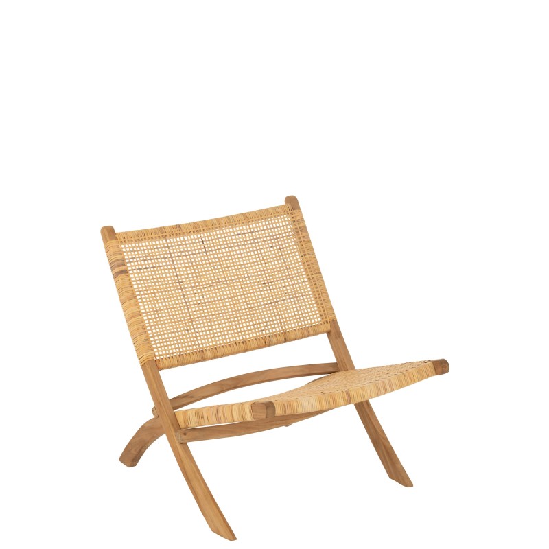 Chaise pliante Teck et Rotin naturel ALINA