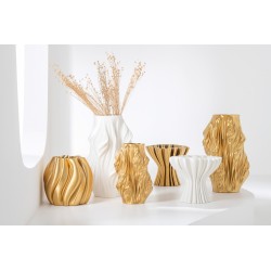 Vase impression 3D irrégulier en porcelaine – Blanc