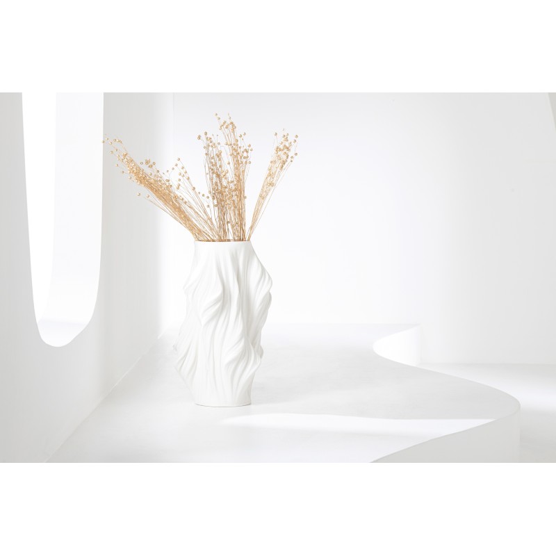 Vase impression 3D irrégulier en porcelaine – Blanc