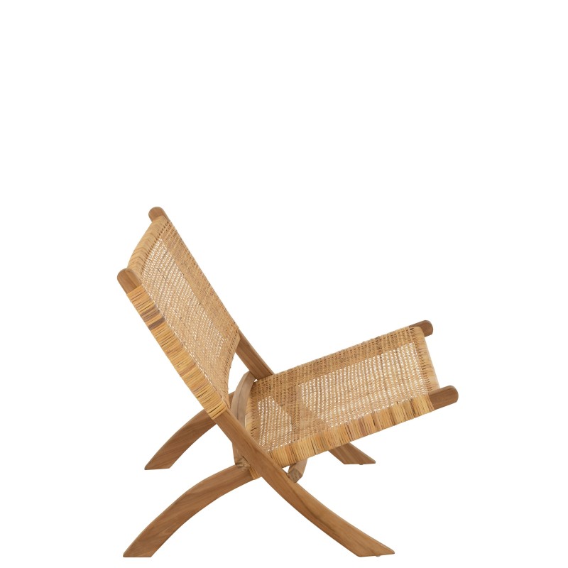 Chaise pliante Teck et Rotin naturel ALINA