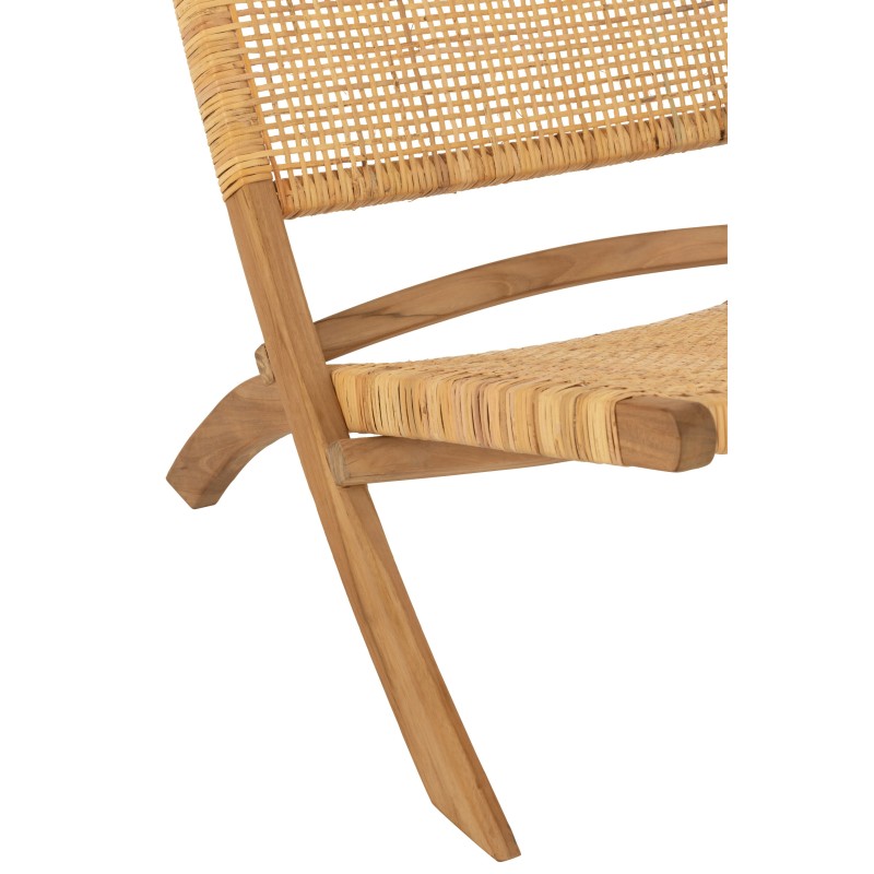 Chaise pliante Teck et Rotin naturel ALINA