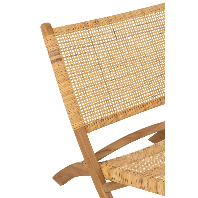 Chaise pliante Teck et Rotin naturel ALINA