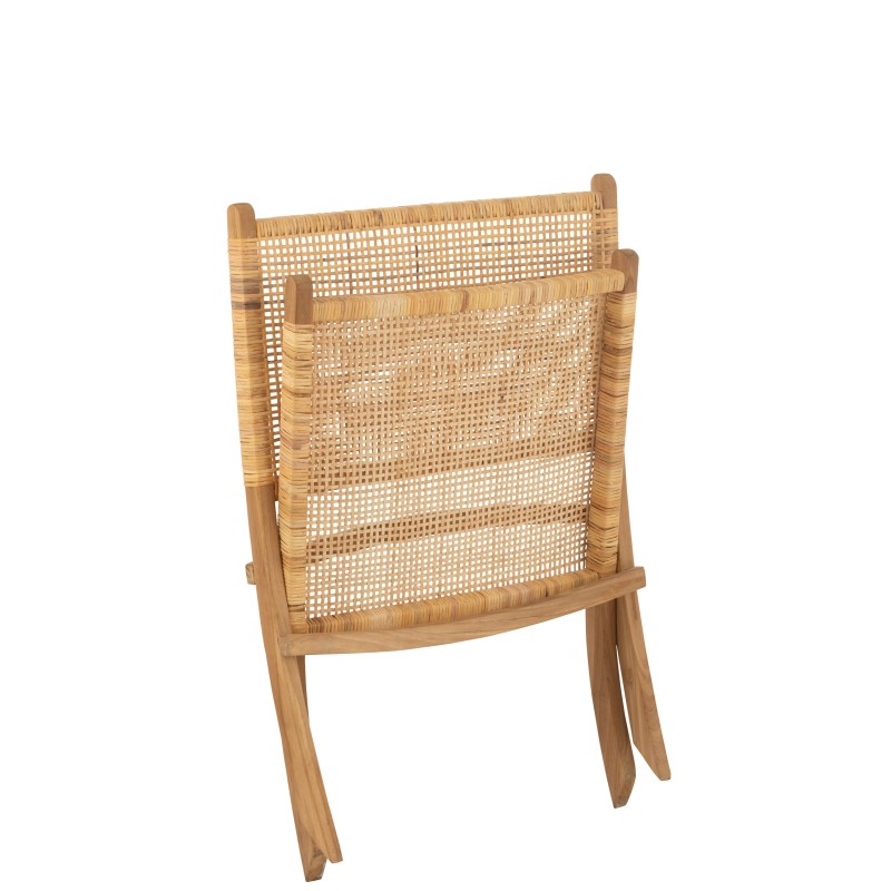 Chaise pliante Teck et Rotin naturel ALINA