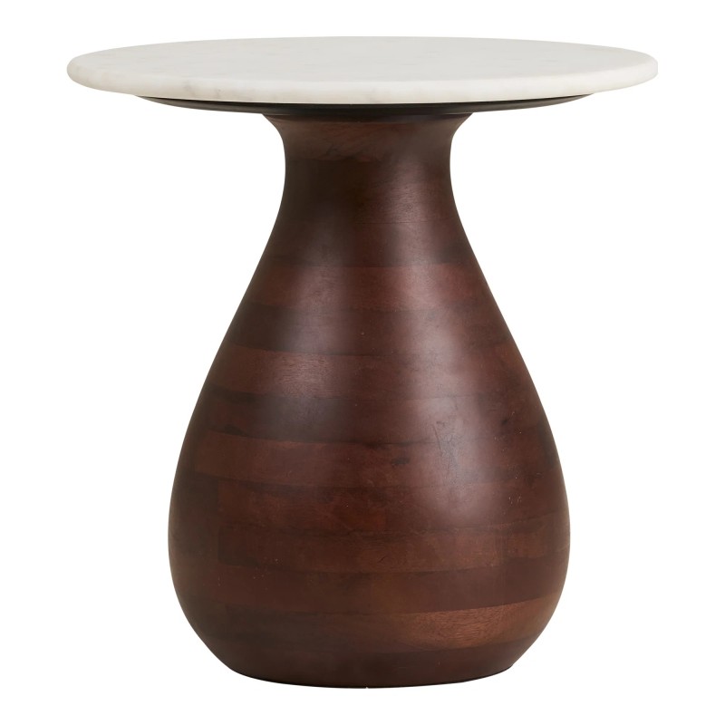 Set de tables basses marbre blanc & bois de manguier MARBELLA