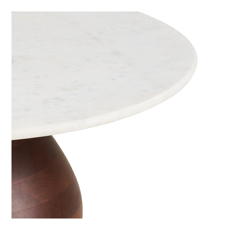 Set de tables basses marbre blanc & bois de manguier MARBELLA