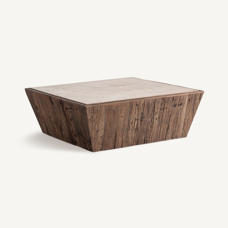 Table basse artisanale d'exception travertin LOUISE
