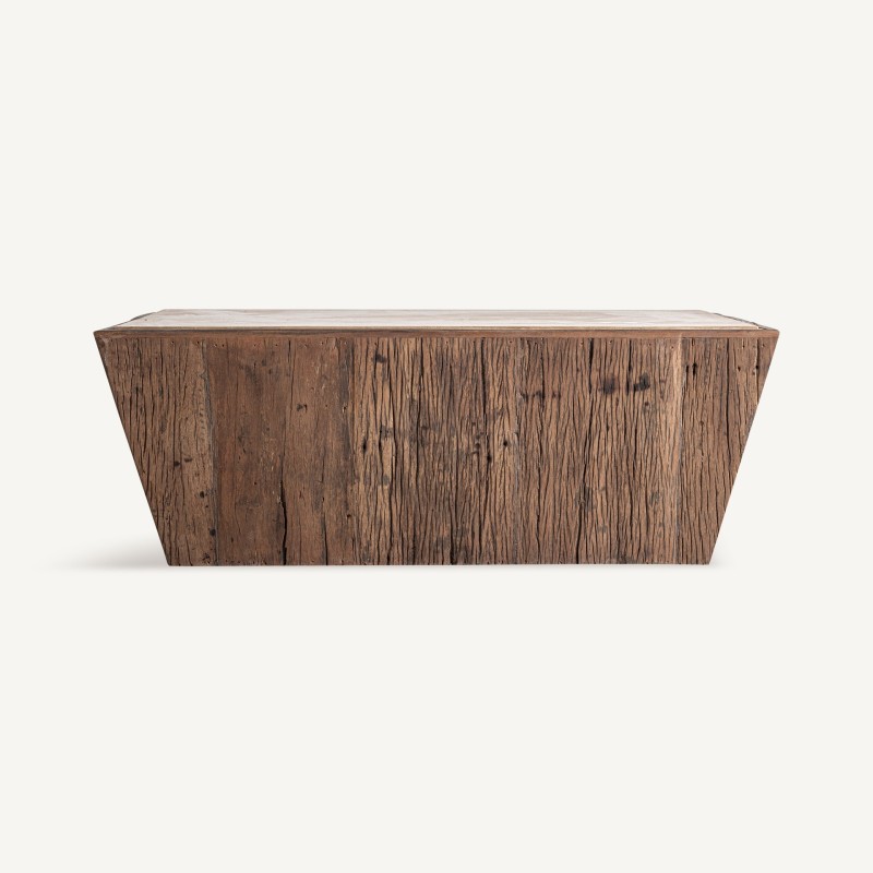 Table basse artisanale d'exception travertin LOUISE