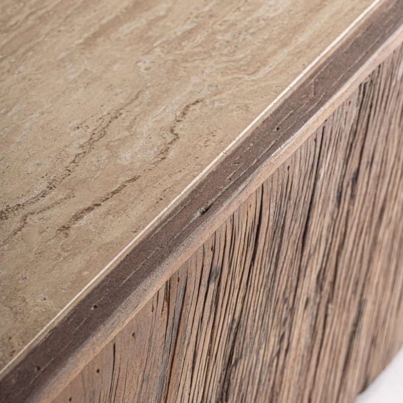 Table basse artisanale d'exception travertin LOUISE