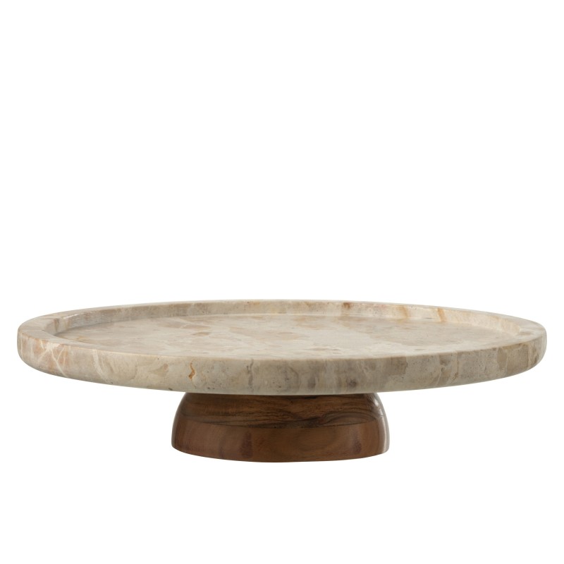Plat rond sur pied en marbre – Beige/Naturel