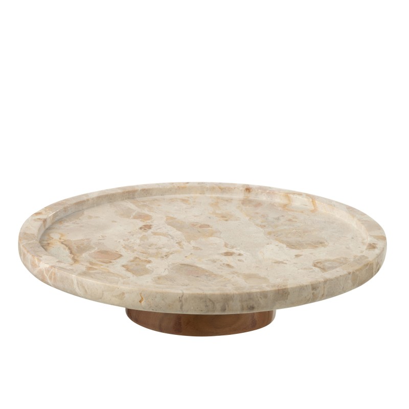 Plat rond sur pied en marbre – Beige/Naturel